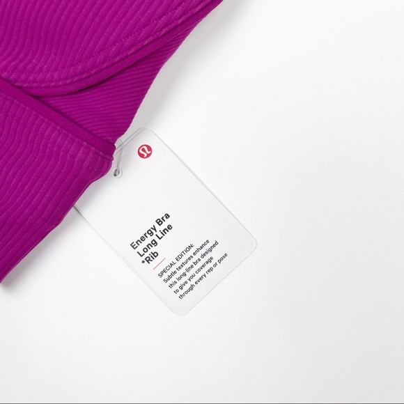 NWT Lululemon Energy Bra Long Line Ribbed Deep Fuschia 4 - Picture 3 of 6